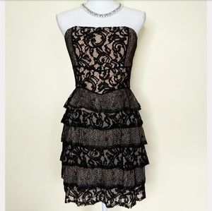 Sold Bcbg strapless black lace dress